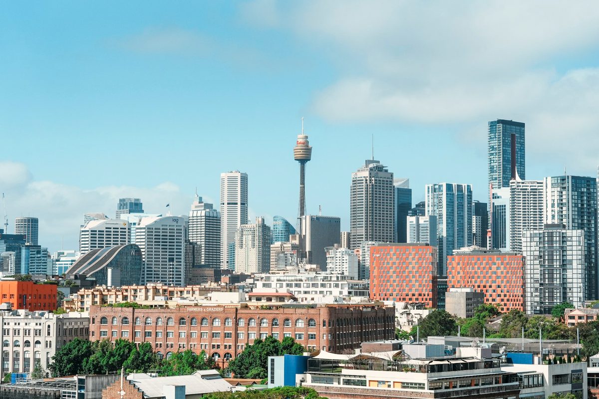 Sydney CBD skyline with the Sydney Tower above commercial advisory precincts